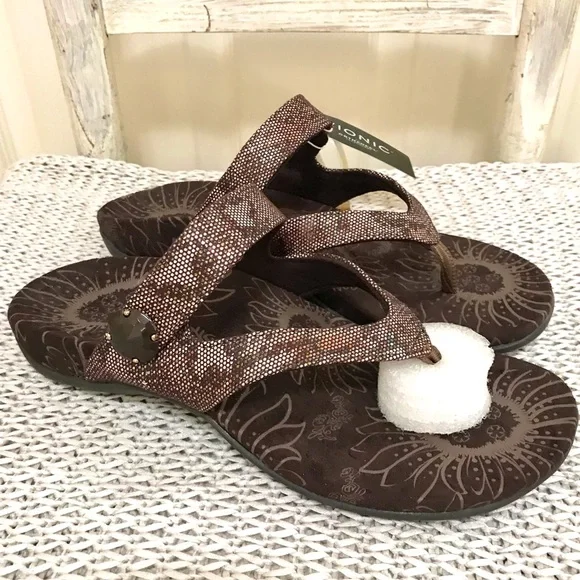 NIB Vionic Cocoa Sandals in Bronze Snake - Picture 2 of 16